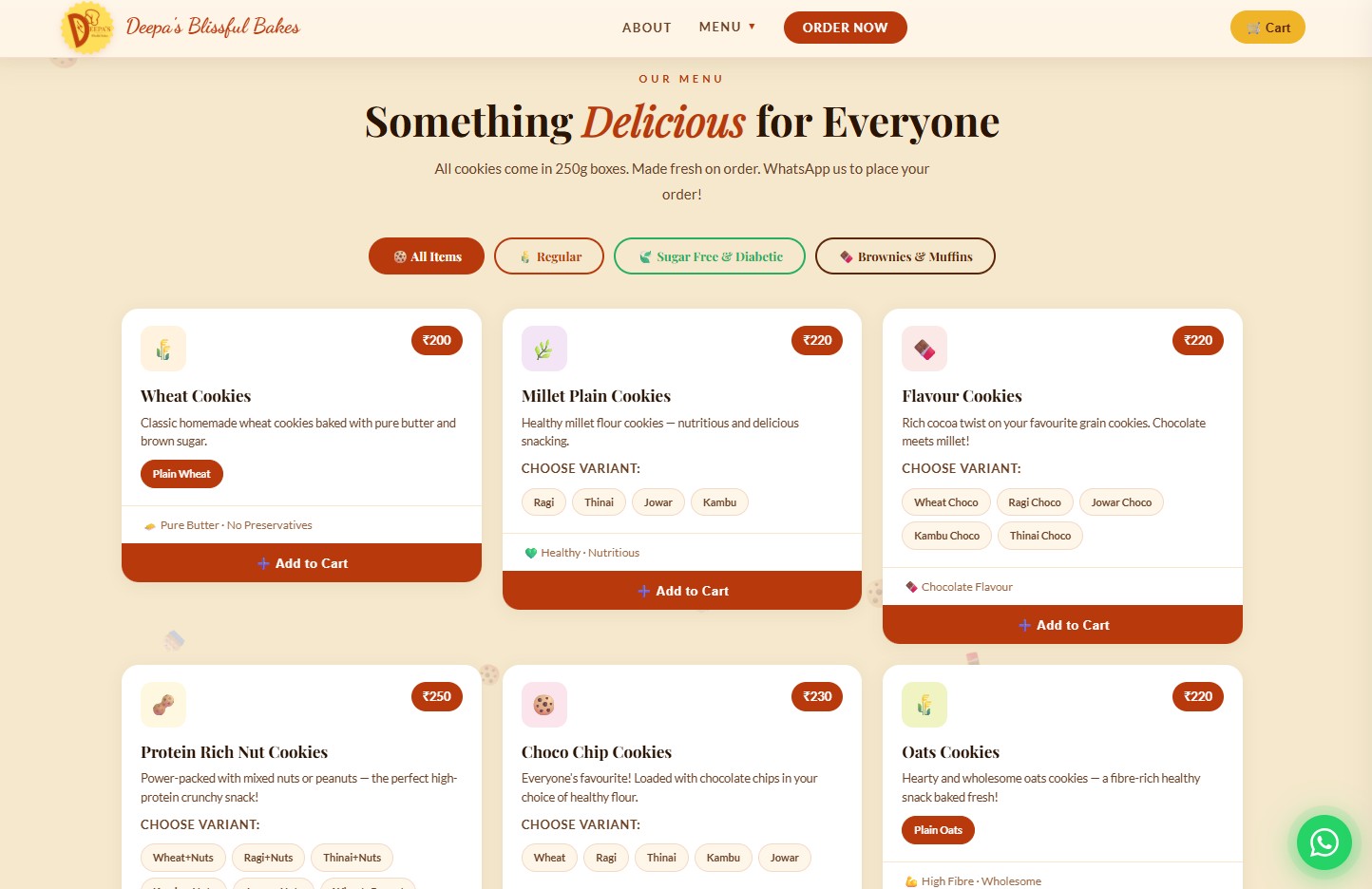 Deepa's Blissful Bakes website screenshot